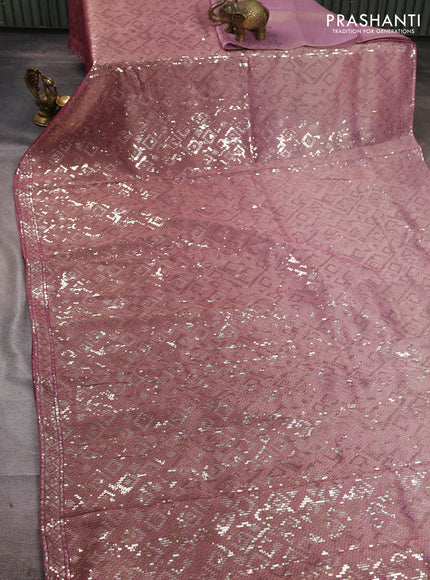 Banarasi Silk pastel pink and magenta pink with allover sequin embroidery work
