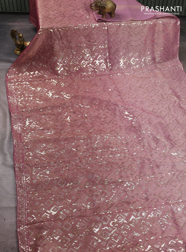 Banarasi Silk pastel pink and magenta pink with allover sequin embroidery work