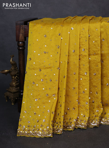Organza Saree mustard yellow with allover sequin work