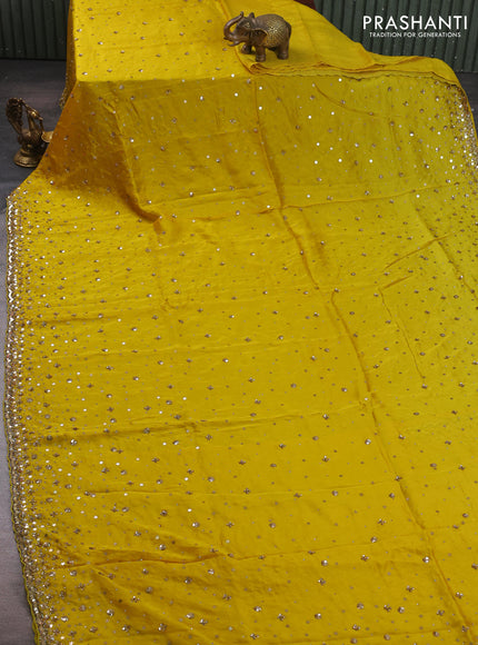 Organza Saree mustard yellow with allover sequin work