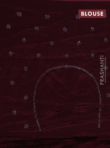 Satin Crepe Saree wine shade with cut beaded embroidery work