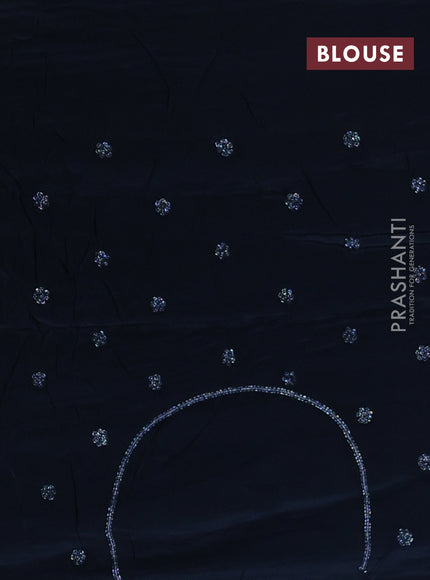 Satin Crepe Saree peacock blue with cut beaded embroidery work