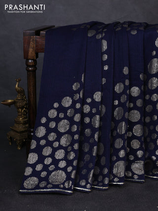 Georgette Saree navy blue with allover sequin embroidery work
