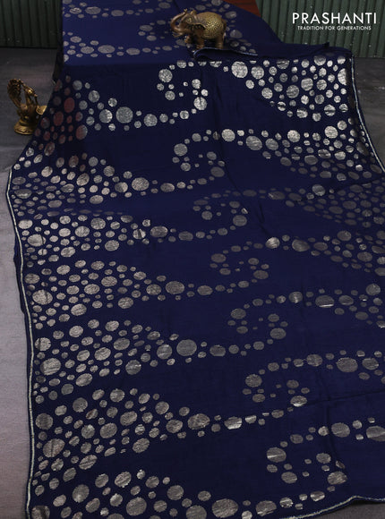 Georgette Saree navy blue with allover sequin embroidery work