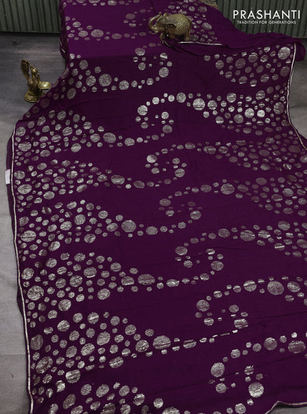 Georgette Saree purple with allover sequin embroidery work