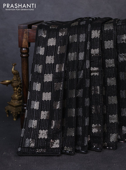 Georgette Saree black with allover sequin embroidery work
