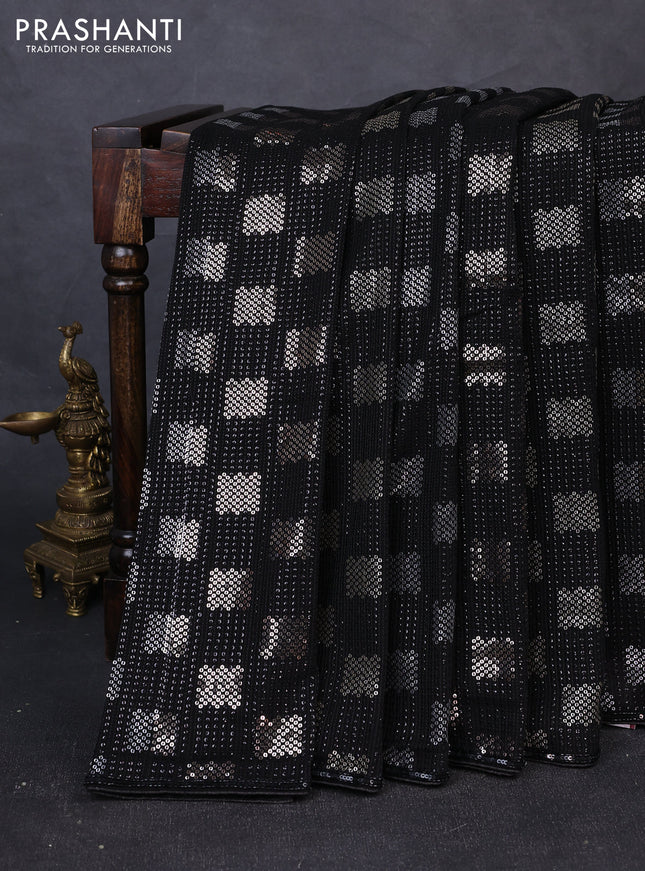 Georgette Saree black with allover sequin embroidery work