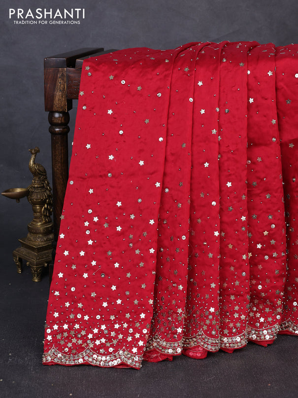 Organza Saree red with allover sequin work