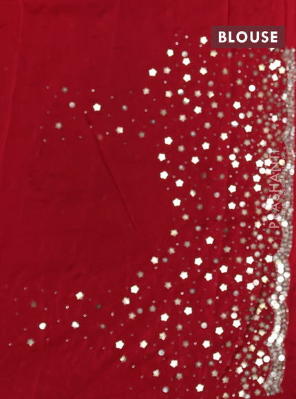 Organza Saree red with allover sequin work