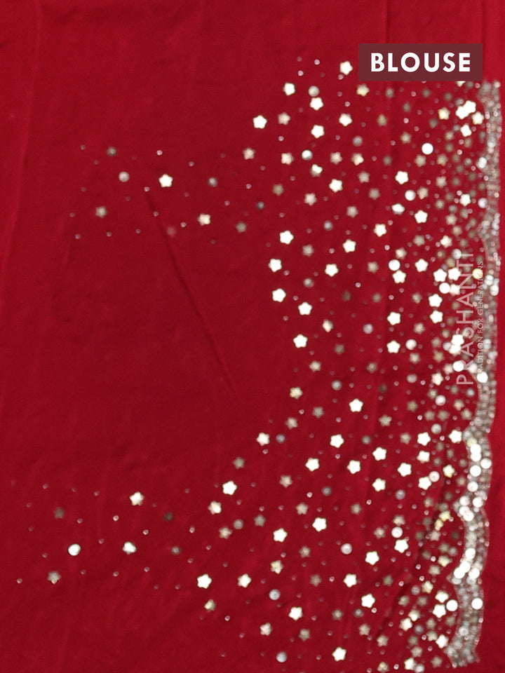 Organza Saree red with allover sequin work