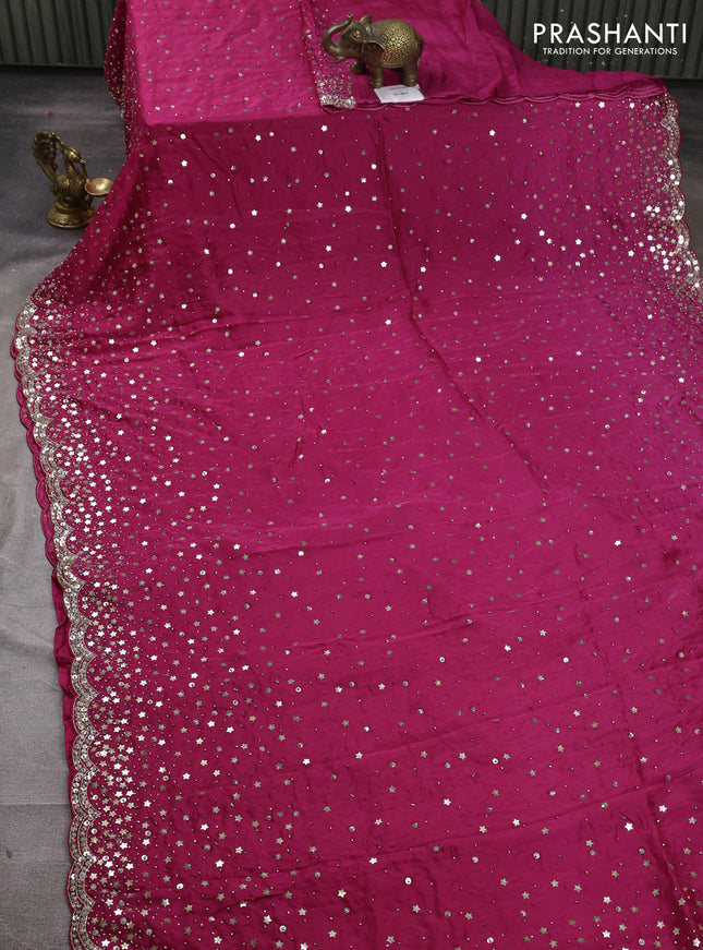 Organza Saree pink with allover sequin work
