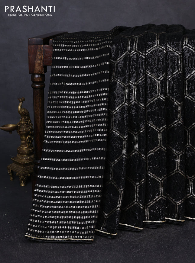 Georgette Saree black with allover sequin embroidery work