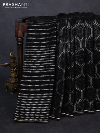 Georgette Saree black with allover sequin embroidery work