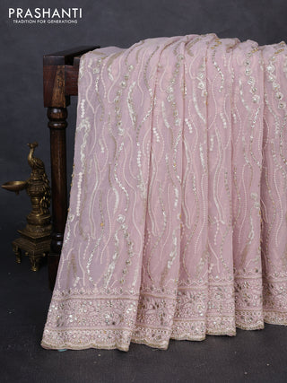 Georgette Saree pastel pink shade with allover heavey sequin embroidery