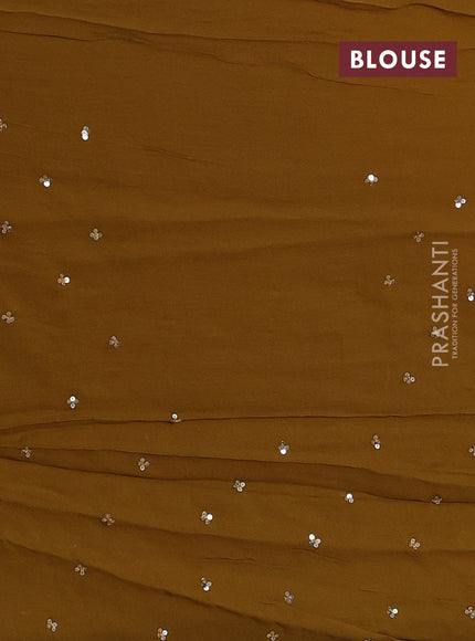 Georgette Saree mustard green with allover sequin embroidery work