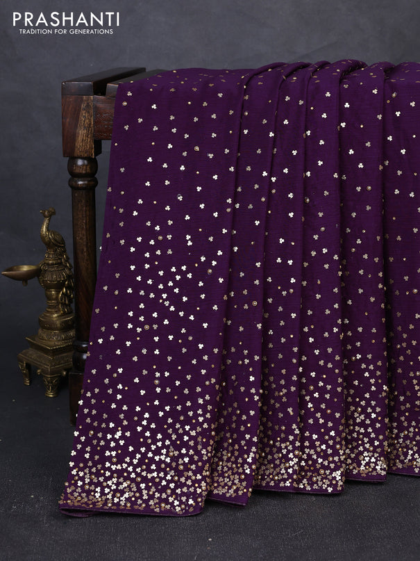 Chiffon Saree purple with allover sequin work