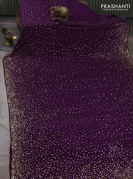Chiffon Saree purple with allover sequin work