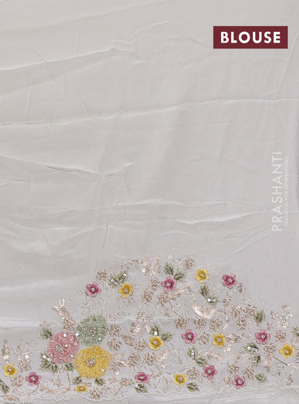 Georgette Saree off white with floral embroidery work