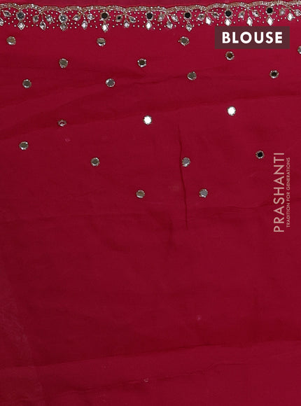 Organza Saree pink with mirror & cut beaded embroidery work