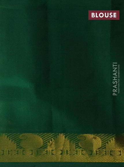 Silk cotton saree mango yellow and green with plain body and paisley & temple zari woven border