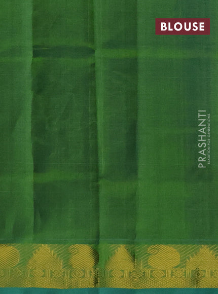 Silk cotton saree maroon and dual shade of green with plain body and paisley & temple zari woven border