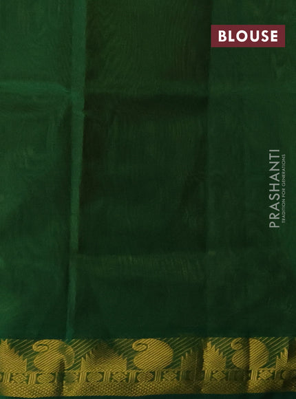 Silk cotton saree mango yellow and green with plain body and paisley & temple zari woven border