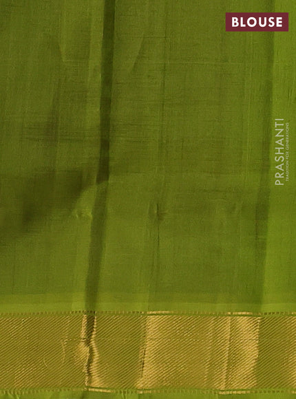 Silk cotton saree purple and light green with plain body and zari woven border