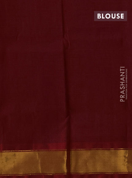 Silk cotton saree peacock blue and red with plain body and zari woven border