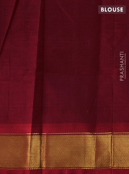 Silk cotton saree blue and red with plain body and zari woven border