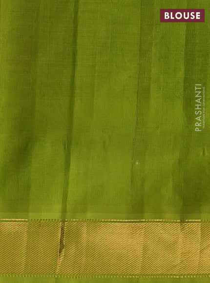 Silk cotton saree coffee brown and light green with plain body and zari woven border
