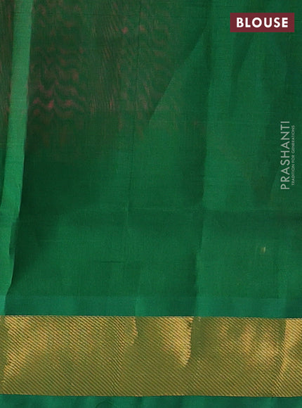 Silk cotton saree pink and green with plain body and zari woven border
