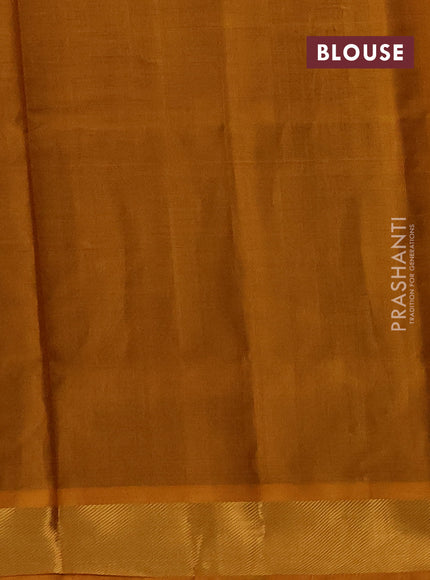 Silk cotton saree maroon and mustard yellow with plain body and zari woven border