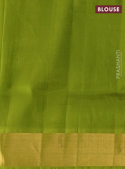 Silk cotton saree peacock blue and light green with plain body and zari woven border
