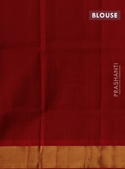 Silk cotton saree blue and red with plain body and zari woven border