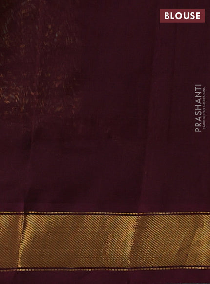Silk cotton saree lime yellow and wine shade with plain body and zari woven border