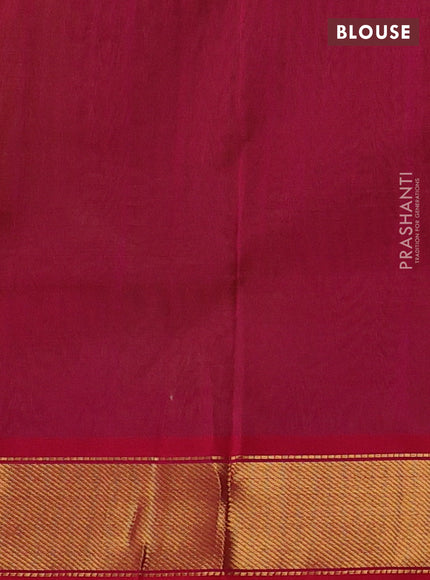 Silk cotton saree light green and pink with plain body and zari woven border