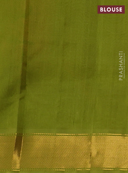 Silk cotton saree tomato red and light green with plain body and zari woven border