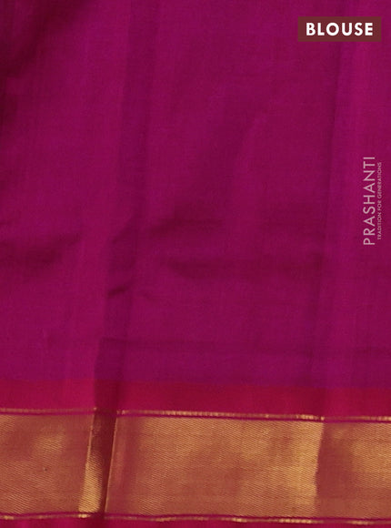 Silk cotton saree dark blue and pink with plain body and zari woven border