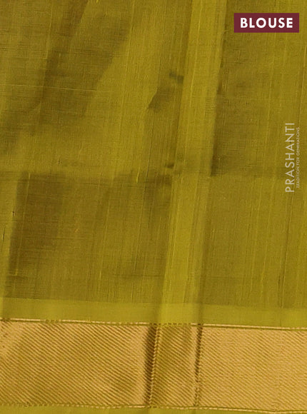 Silk cotton saree purple and lime yellow with plain body and zari woven border