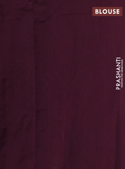 Silk cotton saree deep wine shade with floral convent embroidery buttas and embroidery border