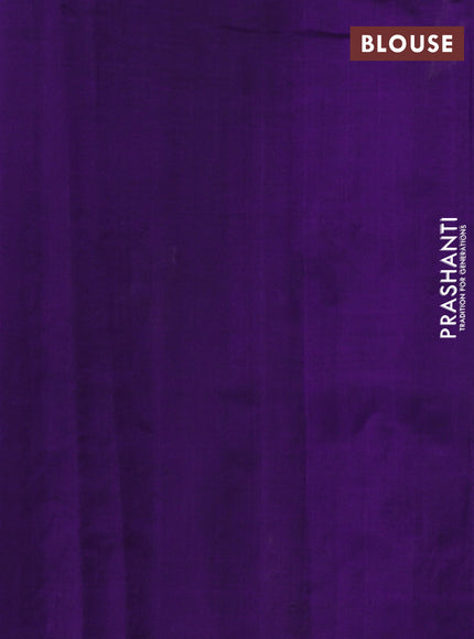 Silk cotton saree violet with floral convent embroidery buttas and embroidery border
