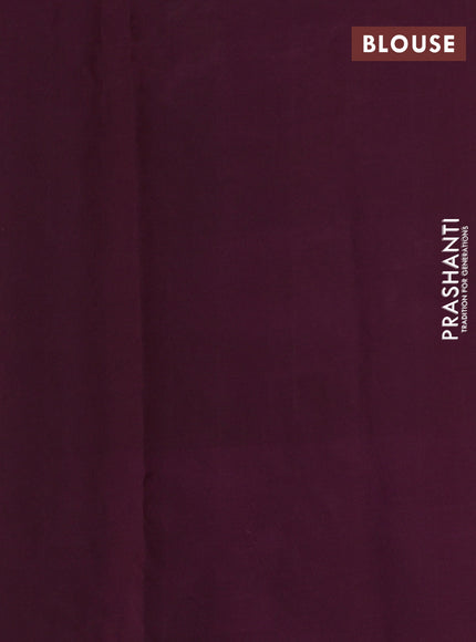 Silk cotton saree deep jamun with floral convent embroidery buttas and embroidery border