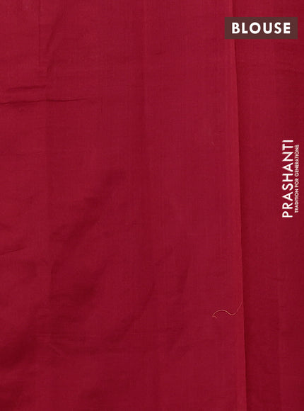 Silk cotton saree maroon with floral convent embroidery buttas and zari woven border