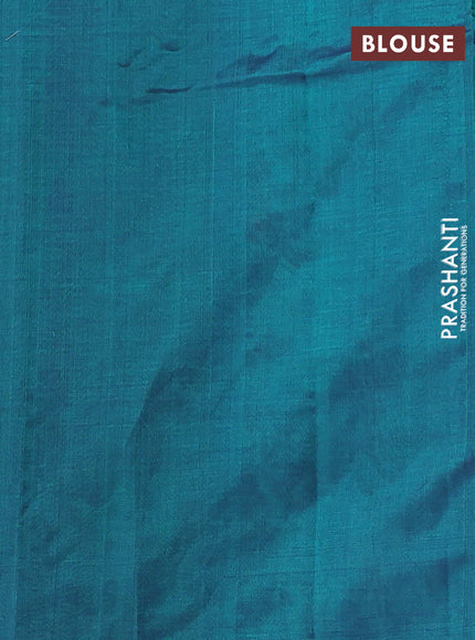 Silk cotton saree peacock green with floral convent embroidery buttas and embroidery border