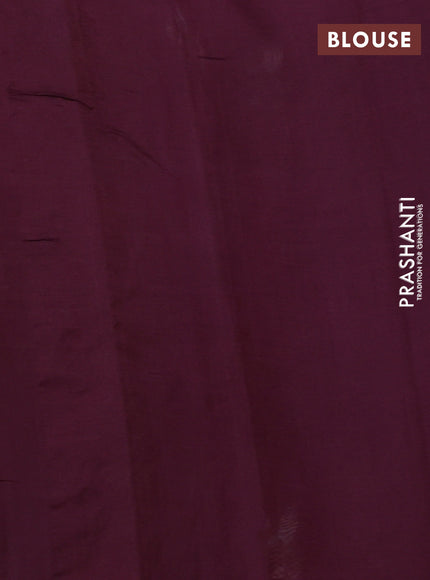 Silk cotton saree deep wine shade with floral convent embroidery buttas and embroidery border