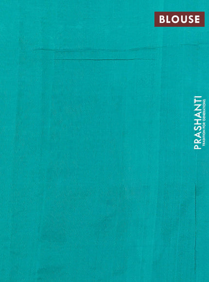 Silk cotton saree teal green with floral convent embroidery buttas and embroidery border