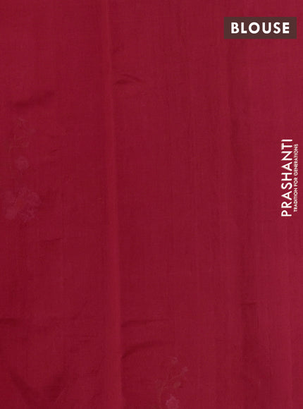 Silk cotton saree red with floral convent embroidery buttas and embroidery border