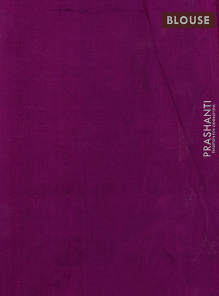 Silk cotton saree deep purple with allover convent embroidery weaves and zari woven border