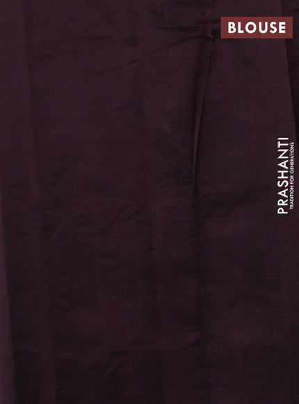 Silk cotton saree coffee brown with allover convent embroidery weaves and zari woven border