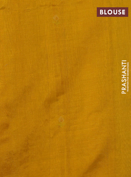 Silk cotton saree mustard yellow with allover convent embroidery buttas and zari woven border